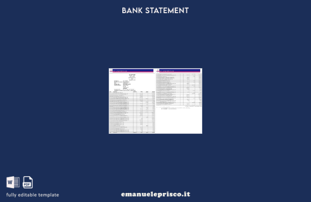 modello di pagine di estratto conto bancario di India City Union in stile verifi